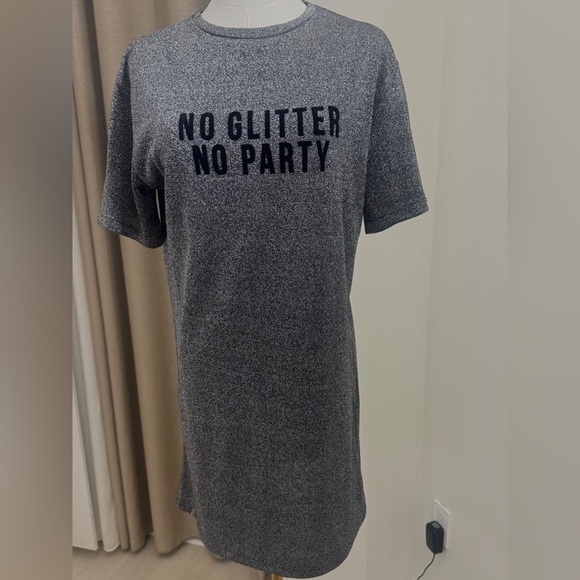 fame istanbul Dresses & Skirts - Gray Glitter Slogan Mini Dress